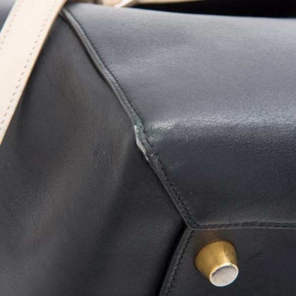 SOLD Céline Small Black & Beige Calfskin Belt Tote - Picture 5 of 8